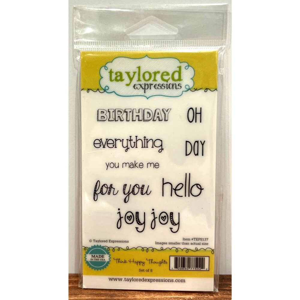 Taylored Expressions Clear Stamps "Think Happy Thoughts" Set Of 8 TEPS137
